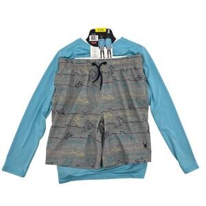 Spyder Rashguard Swim Shirt Shorts Set Boy S Small 2-Piece Top Bottom Rash Guard
